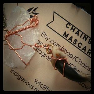 OOP quartz crystal wire wrap coyote claw necklace